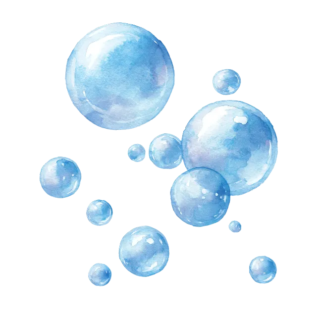 Watercolor Blue Soap Bubbles