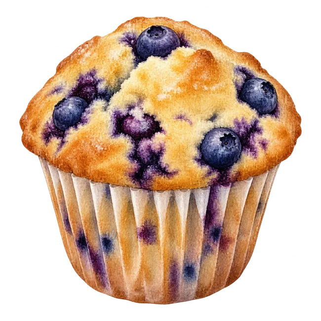 Watercolor Blueberry Muffin