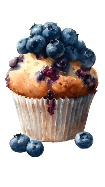 Watercolor Blueberry Muffin Illustration