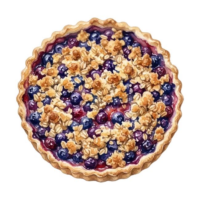 Watercolor Blueberry Pie Top View
