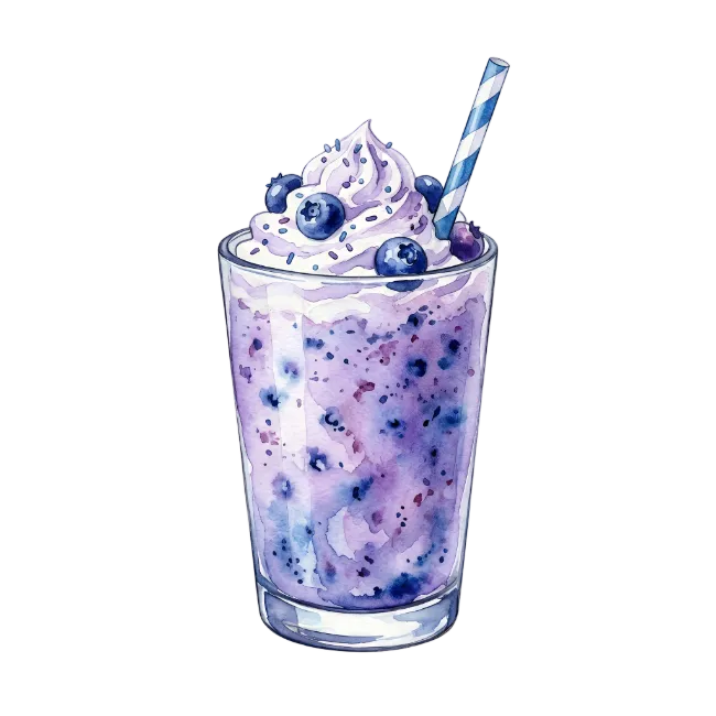 Watercolor Blueberry Smoothie Illustration