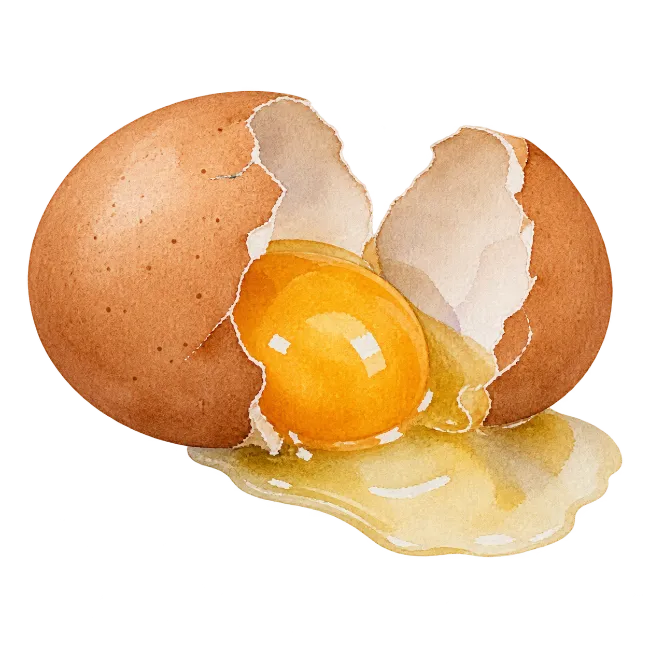 Watercolor Broken Egg with Yolk