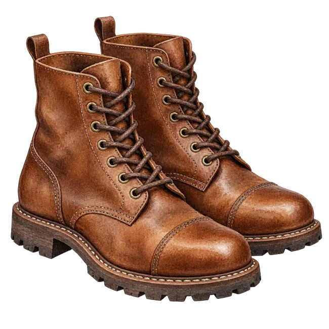 Watercolor Brown Leather Boots