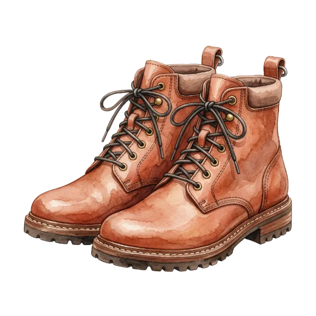 Watercolor Brown Leather Boots
