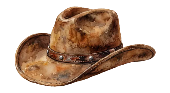 Watercolor Brown Leather Cowboy Hat