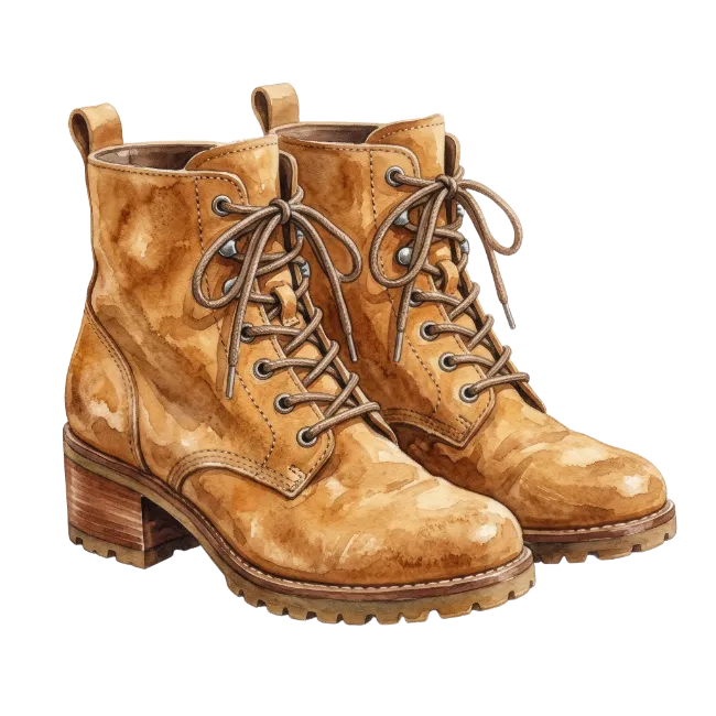 Watercolor Brown Leather Lace-up Boots