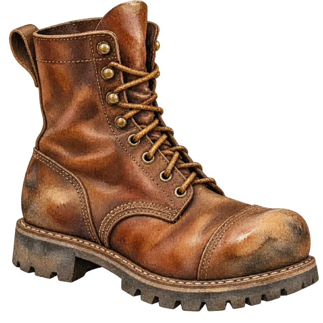 Watercolor Brown Leather Work Boot