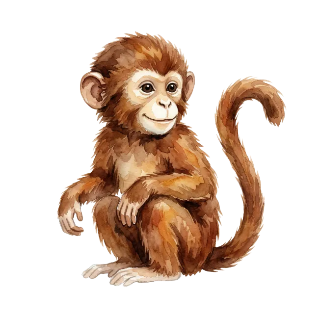 Watercolor Brown Monkey Illustration