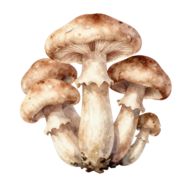 Watercolor Brown Mushroom Cluster