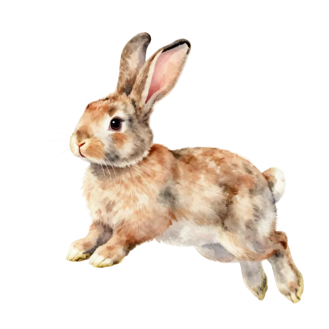 Watercolor Brown Rabbit Leaping