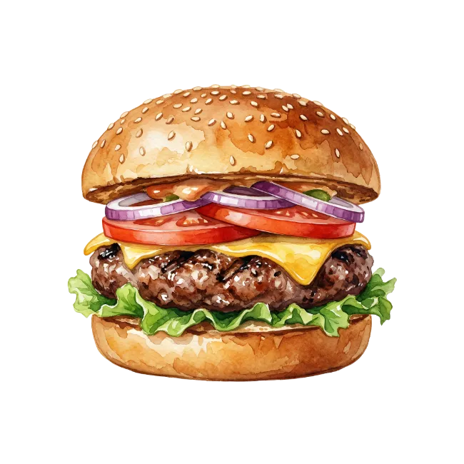 Watercolor Burger Illustration