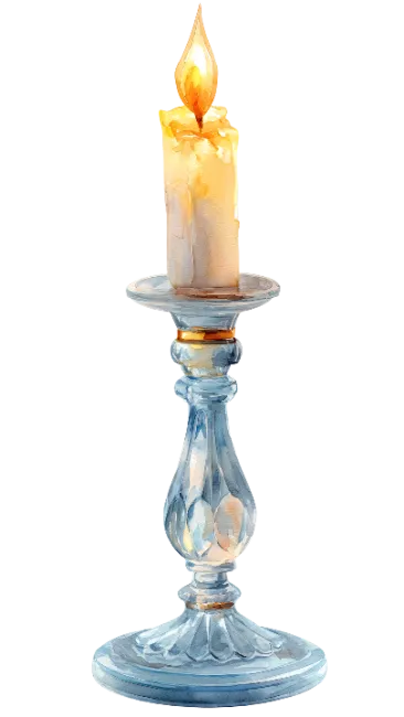 Watercolor Burning Candle in Glass Holder