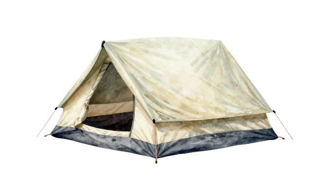 Watercolor camping tent illustration
