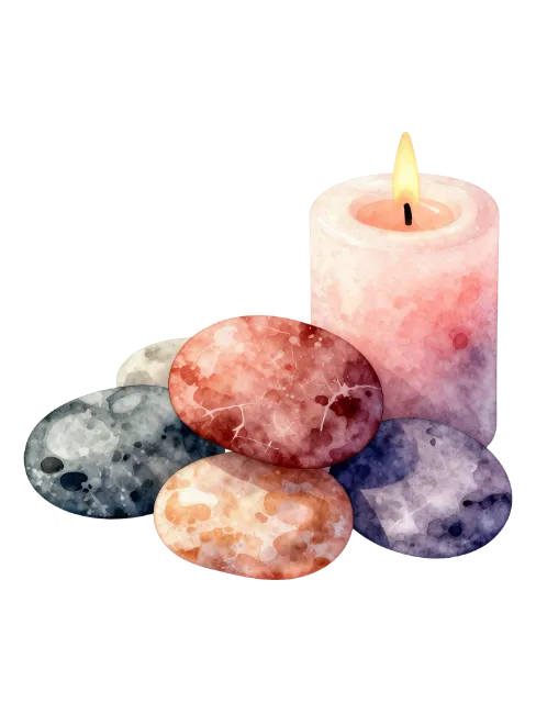 Watercolor Candle and Spa Stones