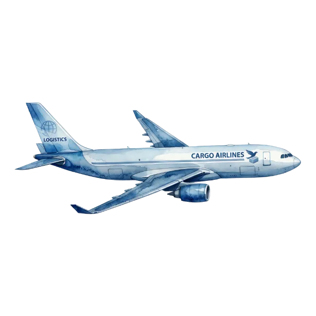Watercolor Cargo Airplane Illustration