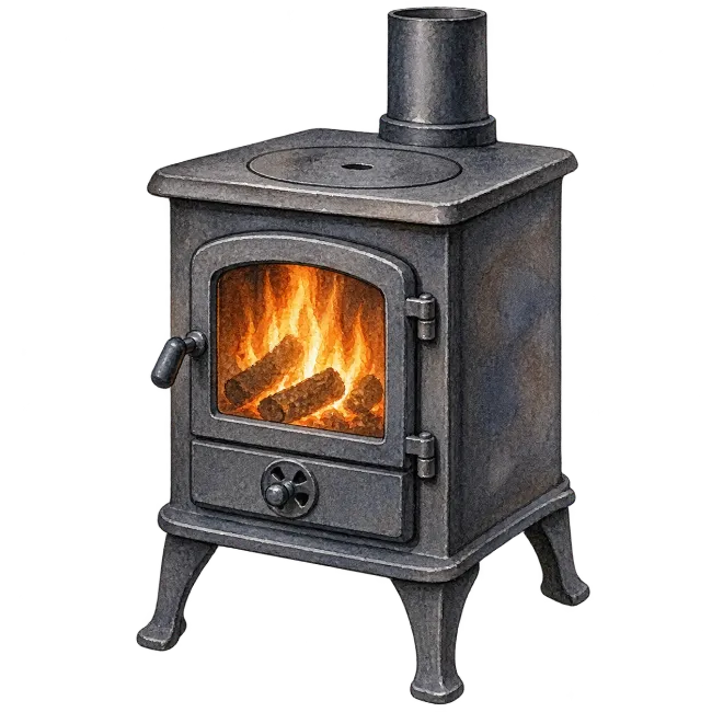Watercolor Cast Iron Wood Stove