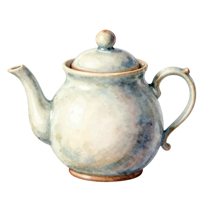 Watercolor Ceramic Teapot Illustration