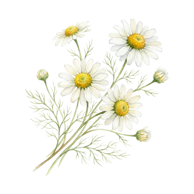 Watercolor Chamomile Flowers Bouquet Illustration