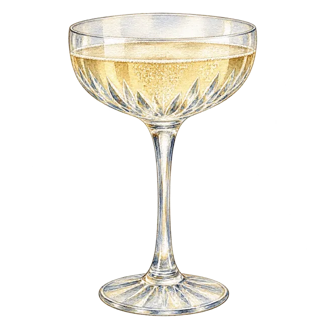 Watercolor Champagne Glass Illustration