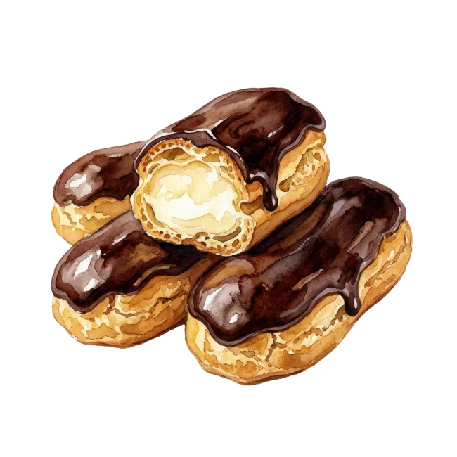 Watercolor Chocolate Eclairs