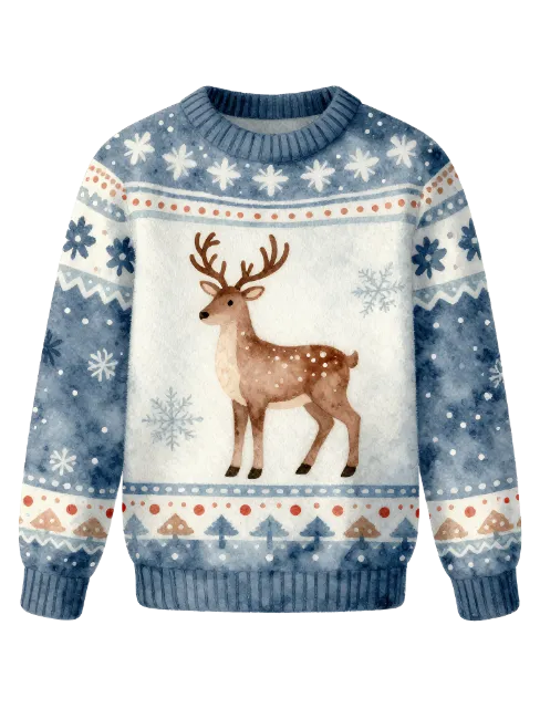 Watercolor Christmas Deer Sweater