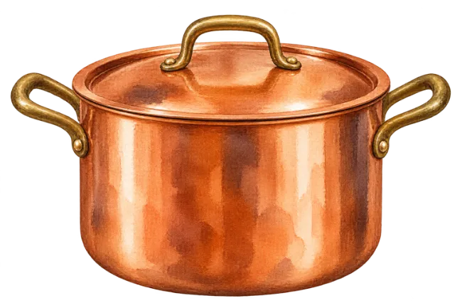 Watercolor Copper Cooking Pot Illustration