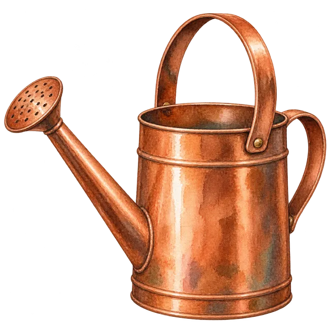 Watercolor Copper Watering Can Illustration