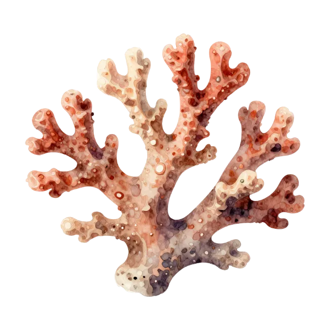 Watercolor Coral Reef Branch Illustration