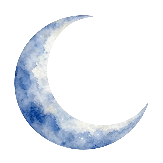 Watercolor Crescent Moon Illustration