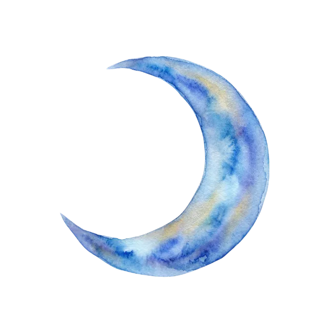Watercolor Crescent Moon Illustration