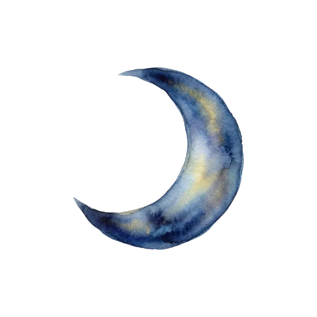 Watercolor Crescent Moon Illustration