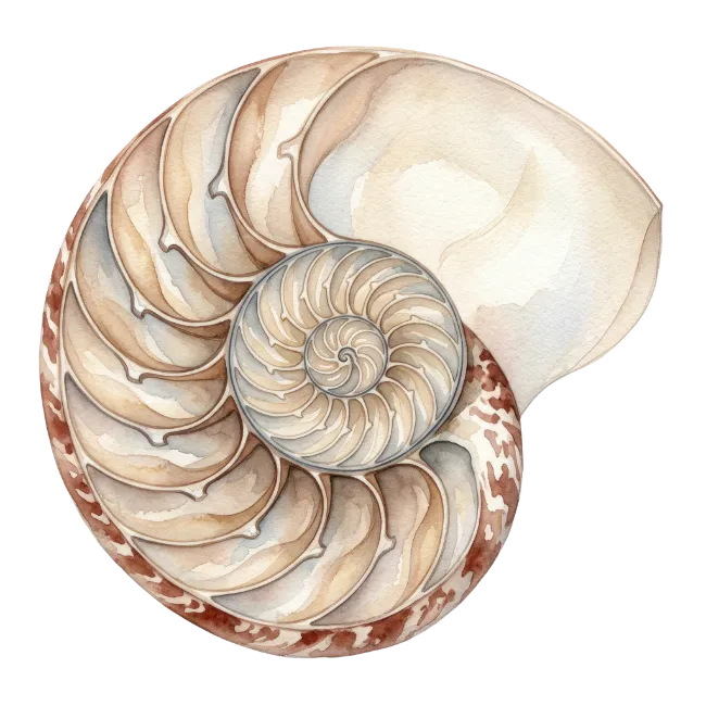 Watercolor Cross Section of Nautilus Shell