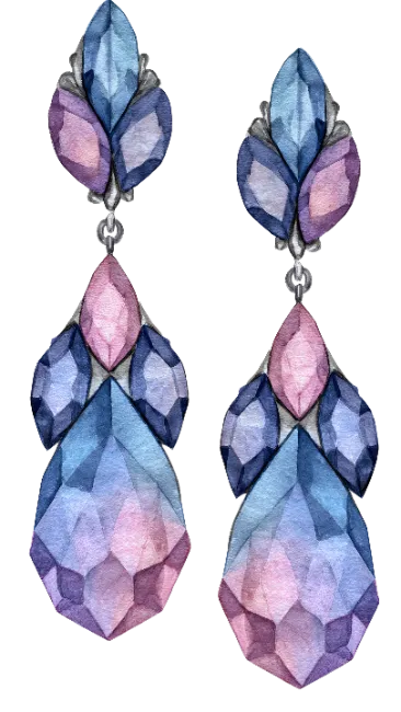 Watercolor Crystal Earrings Jewelry Illustration
