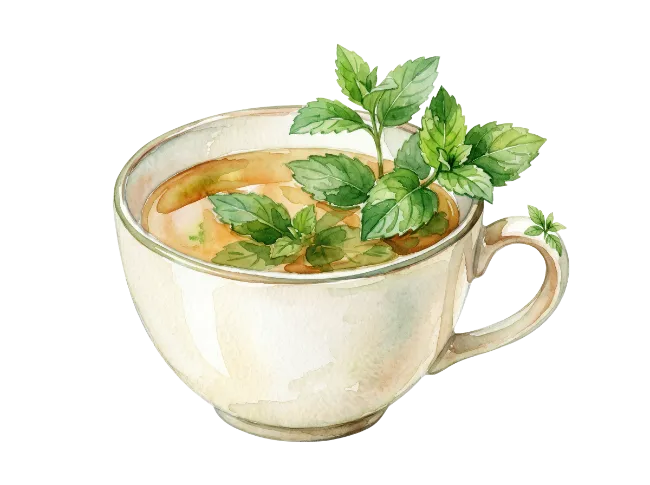 Watercolor Cup of Mint Tea