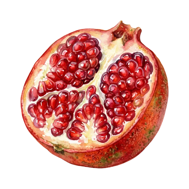 Watercolor Cut Pomegranate Fruit Illustration