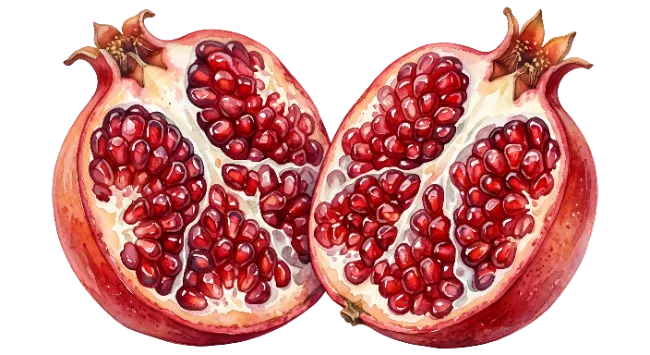 Watercolor Cut Pomegranate Fruit Illustration