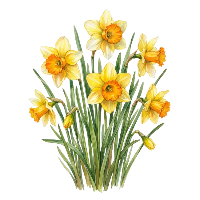 Watercolor Daffodil Bouquet Illustration