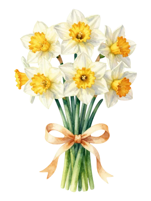 Watercolor Daffodil Bouquet Illustration