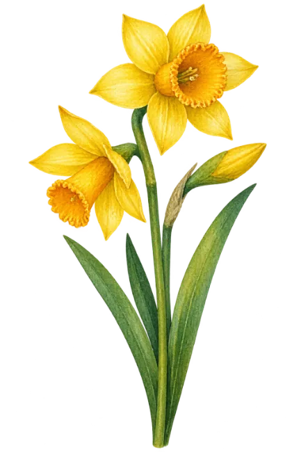 Watercolor Daffodil Flower Illustration