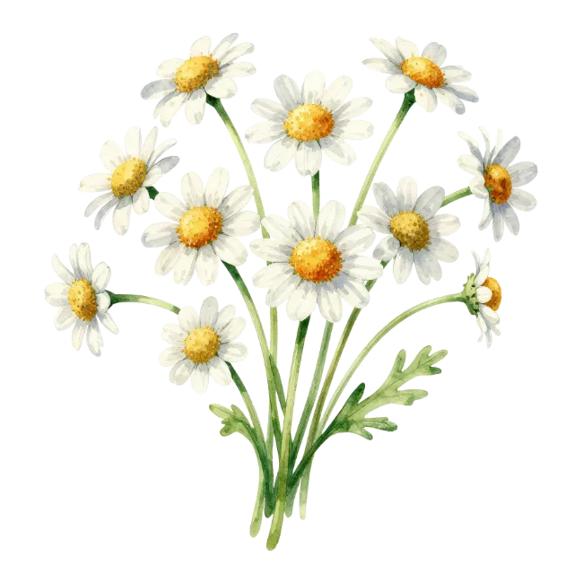 Watercolor Daisy Bouquet Illustration