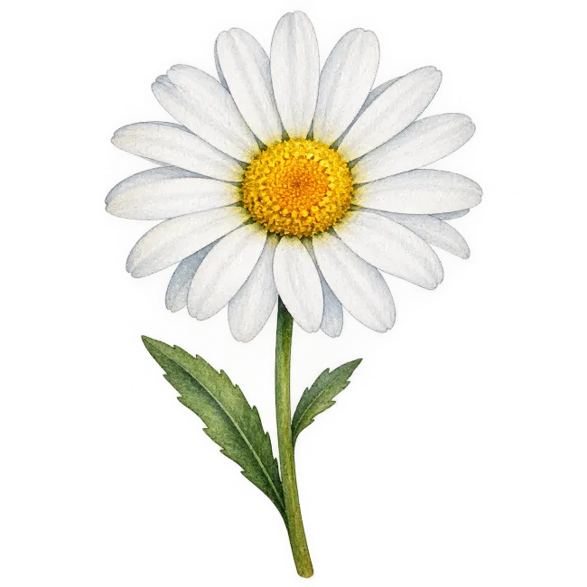 Watercolor Daisy Flower Illustration