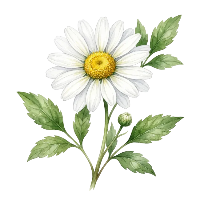Watercolor Daisy Flower Illustration
