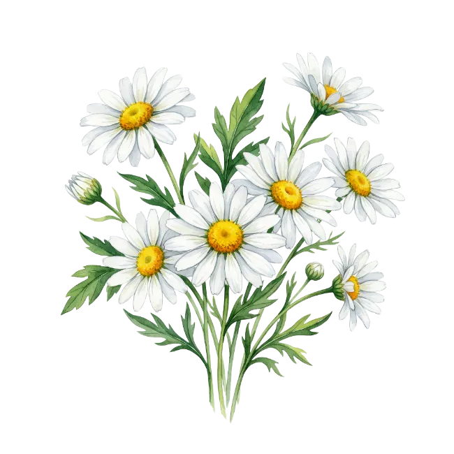 Watercolor Daisy Flowers Bouquet Illustration
