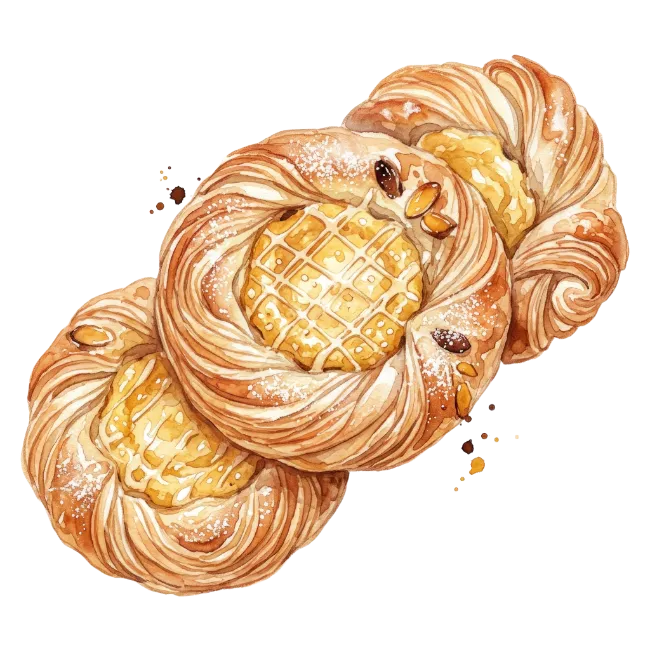 Watercolor Danish Pastry Assortment