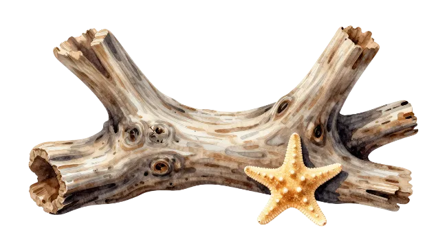 Watercolor Driftwood and Starfish Illustration