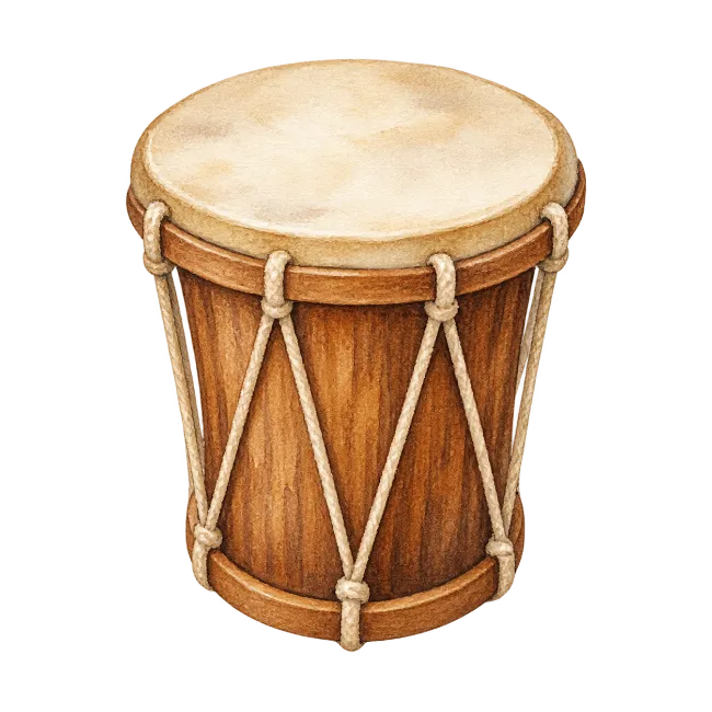 Watercolor Drum Instrument Illustration