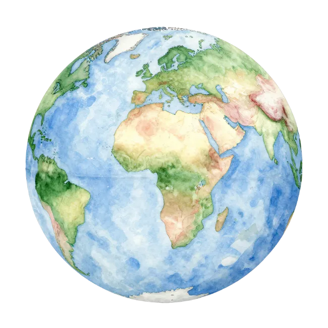 Watercolor Earth Globe Illustration
