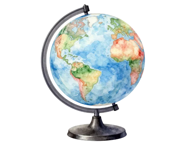 Watercolor Earth Globe on Stand
