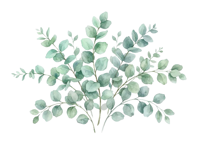 Watercolor Eucalyptus Leaves Arrangement