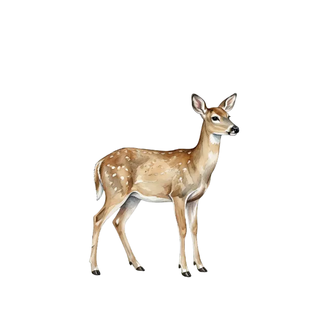 Watercolor Fawn Standing Isolated